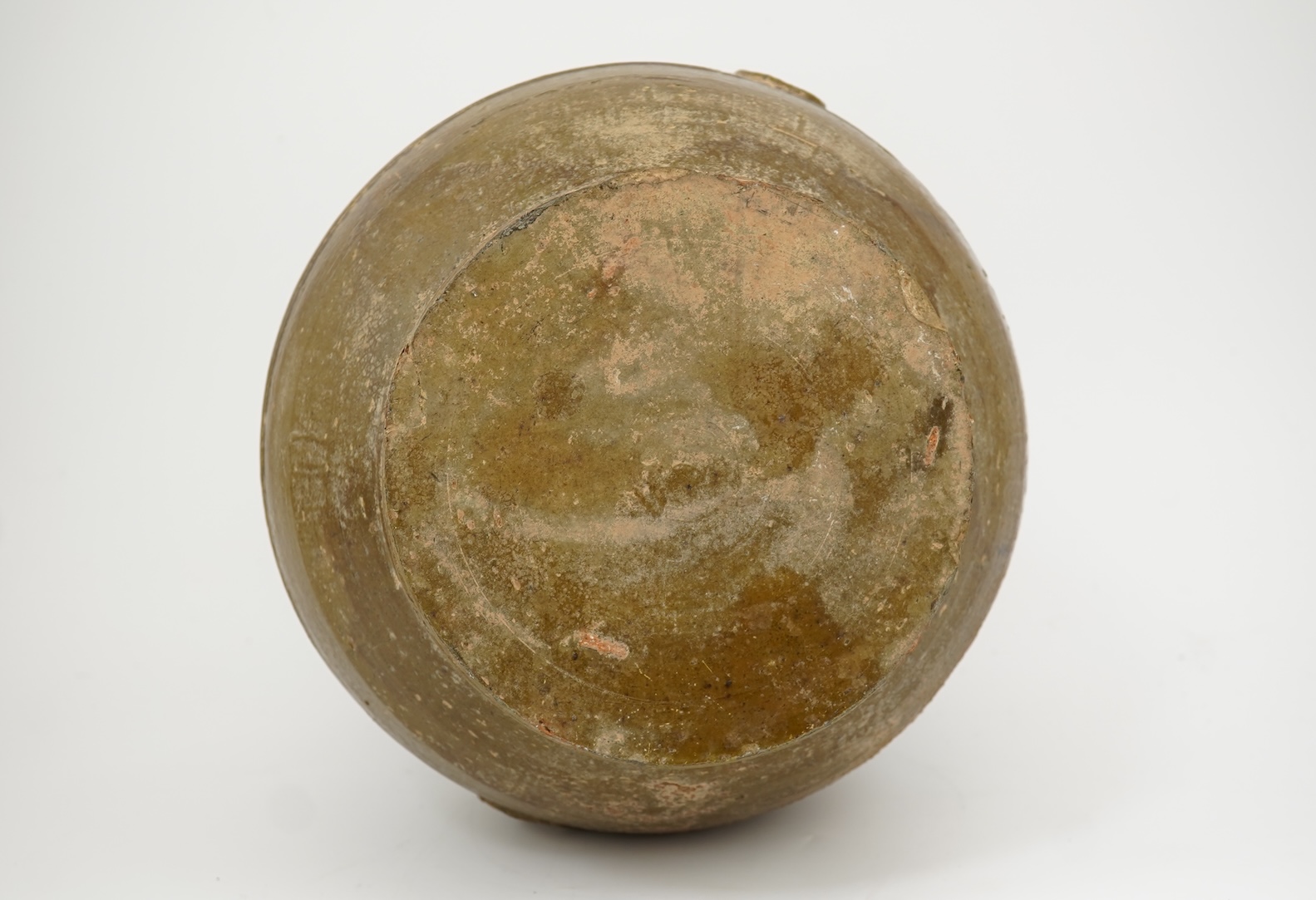 A large Chinese green glazed earthenware jar, hu, Han dynasty